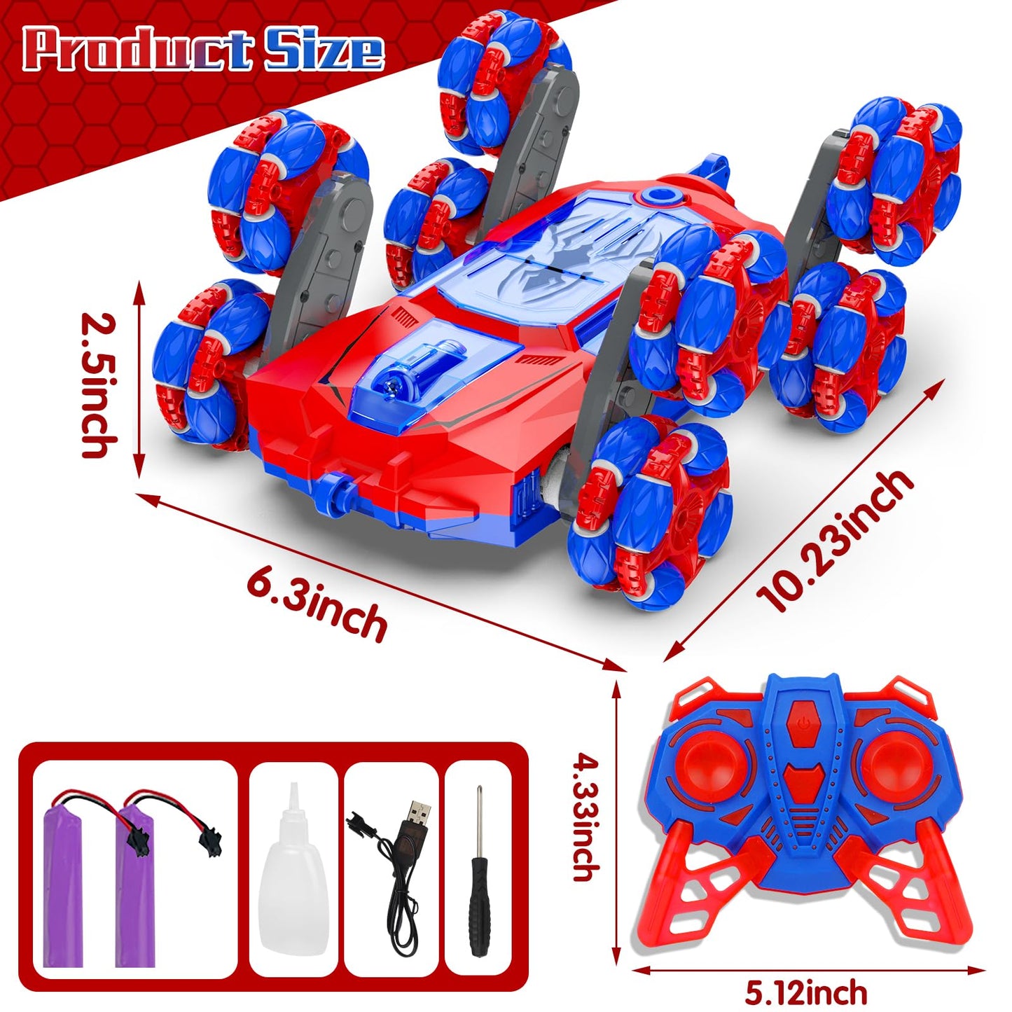 Remote Control Car for Boys Gifts: Spider RC Cars Toys for Ages 6 7 8 9 10 11 12 13 Years Old - 2.4GHz 8WD Wall Climbing Remote