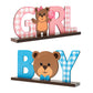 C1krint Teddy Bear Wooden Decorative Signage, Boy Girl Gender Reveal Decor, 2Pcs Blue/Pink Table Centerpieces for He/She Baby Sh