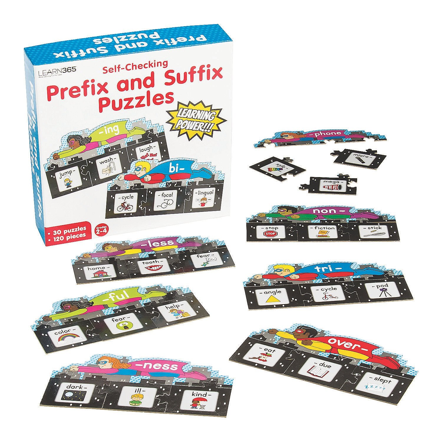 Prefix and Suffix Puzzles - 30 Pieces - Educational and Learning Activities for Kids
