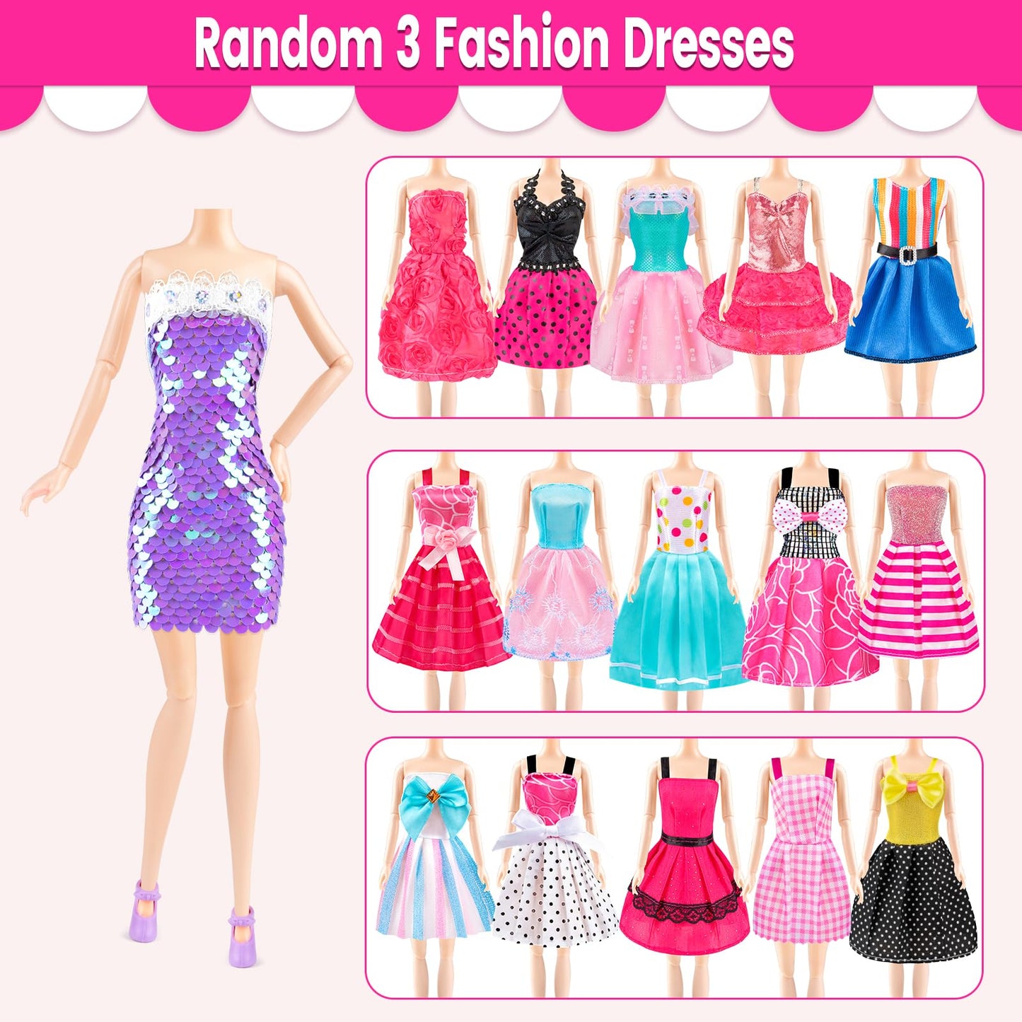 110 Pcs Doll Clothes And Accessories - Doll Dress Up Toys For Girls With Wedding Dresses, Casual Dresses, Casual Jumpsuit, Swims