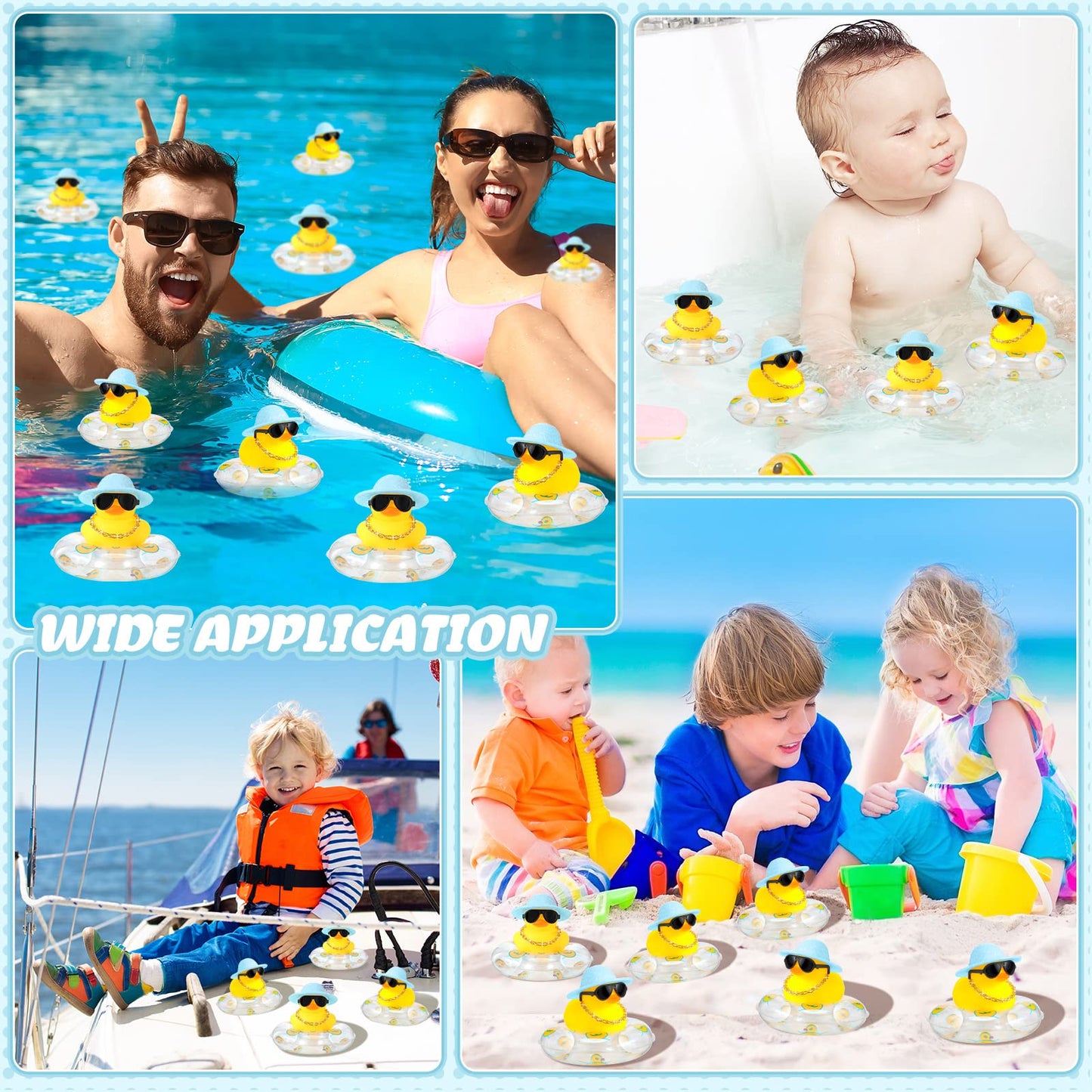 Sotiff Mini Rubber Ducks Bulk For Kids Children Cute Yellow Duck Toy For Dashboard Of Car Bathtub Ornaments With Sunglasses Swim Ring Mini Hat Necklace And For Baby Shower(12 Sets,Cute)