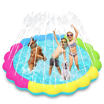 Yaungel Splash Pad For Dogs, 69In Non-Slip Sprinkler For Kids 0.55Mm Thickened Durable And Foldable Dog Pool Inflatable Summer O