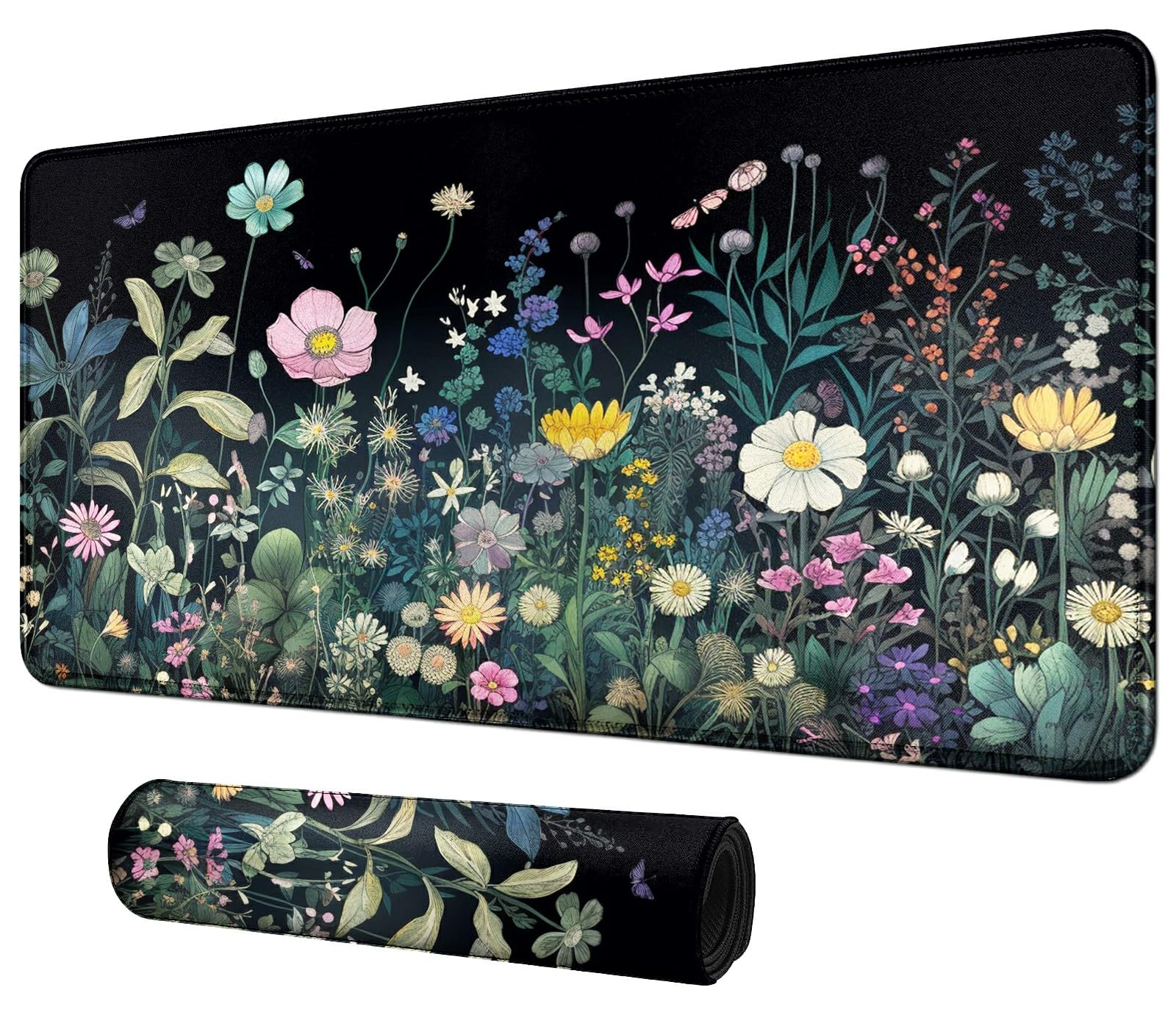 Colourful Wild Flower For Mtg & Tcg Playmat Mouse Pad,Bfdhgqzc 24'' X 14'' Game Mat For Mtg/Rpg/Ccg Trading Card Game Playmats T