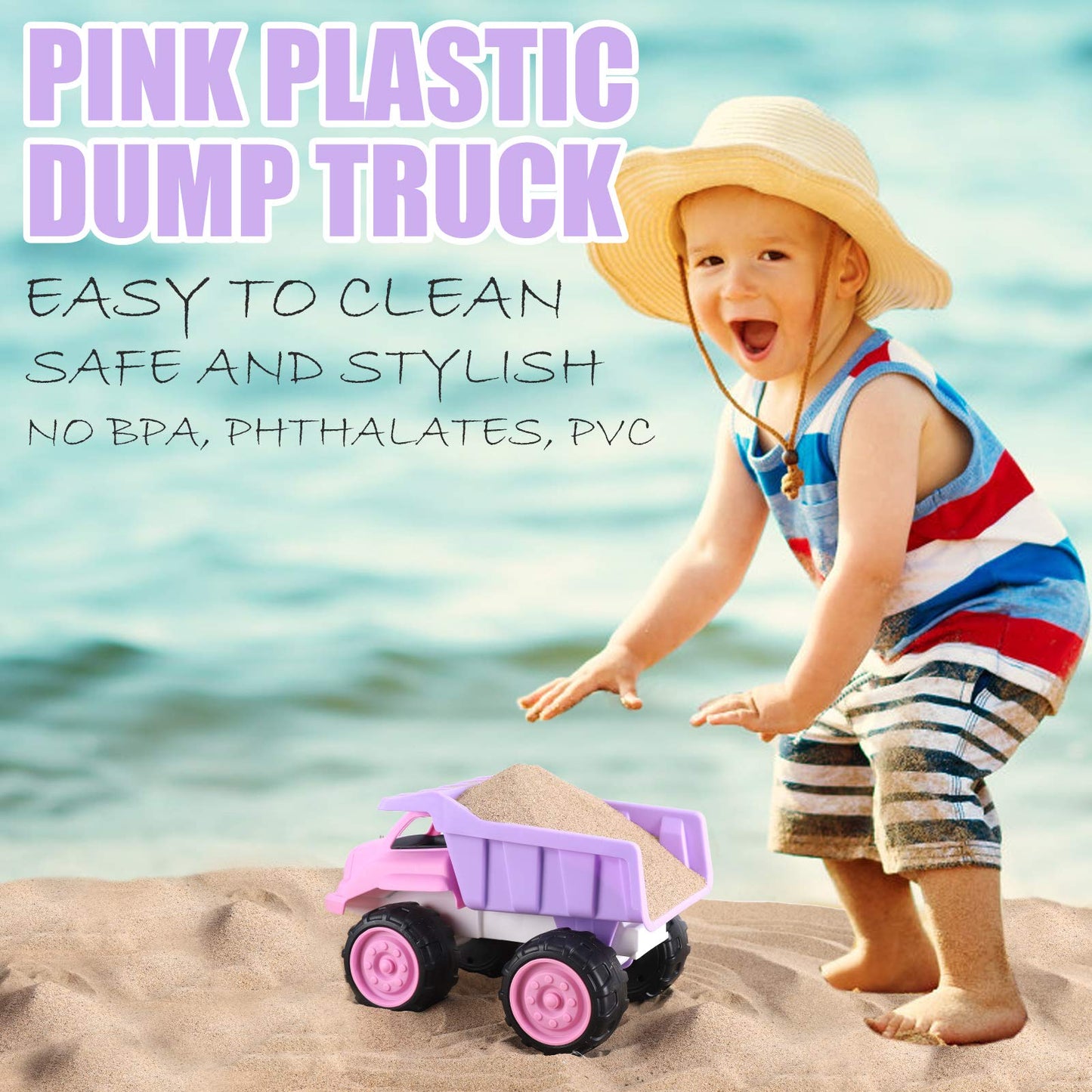 Liberty Imports Big Plastic Dump Truck in Pink Color for Toddlers and Girls - Large Tilting Dumper, Free Play Toy Vehicle for Ki