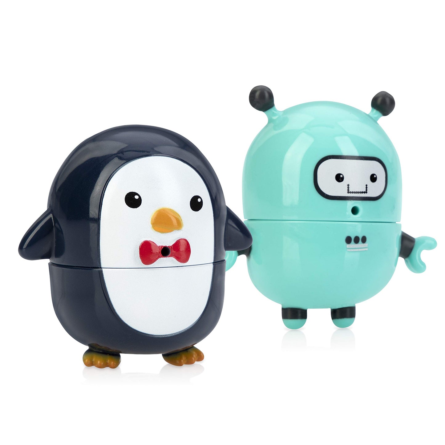 Nuby Silly Squirts Bath Toys, Easy To Clean Children'S Toy, Robot And Penguin, 2 Count