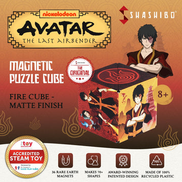 Shashibo Shape Shifting Box - Magnetic Puzzle Cube, 36 Rare Earth Magnets, Avatar - Fire Model