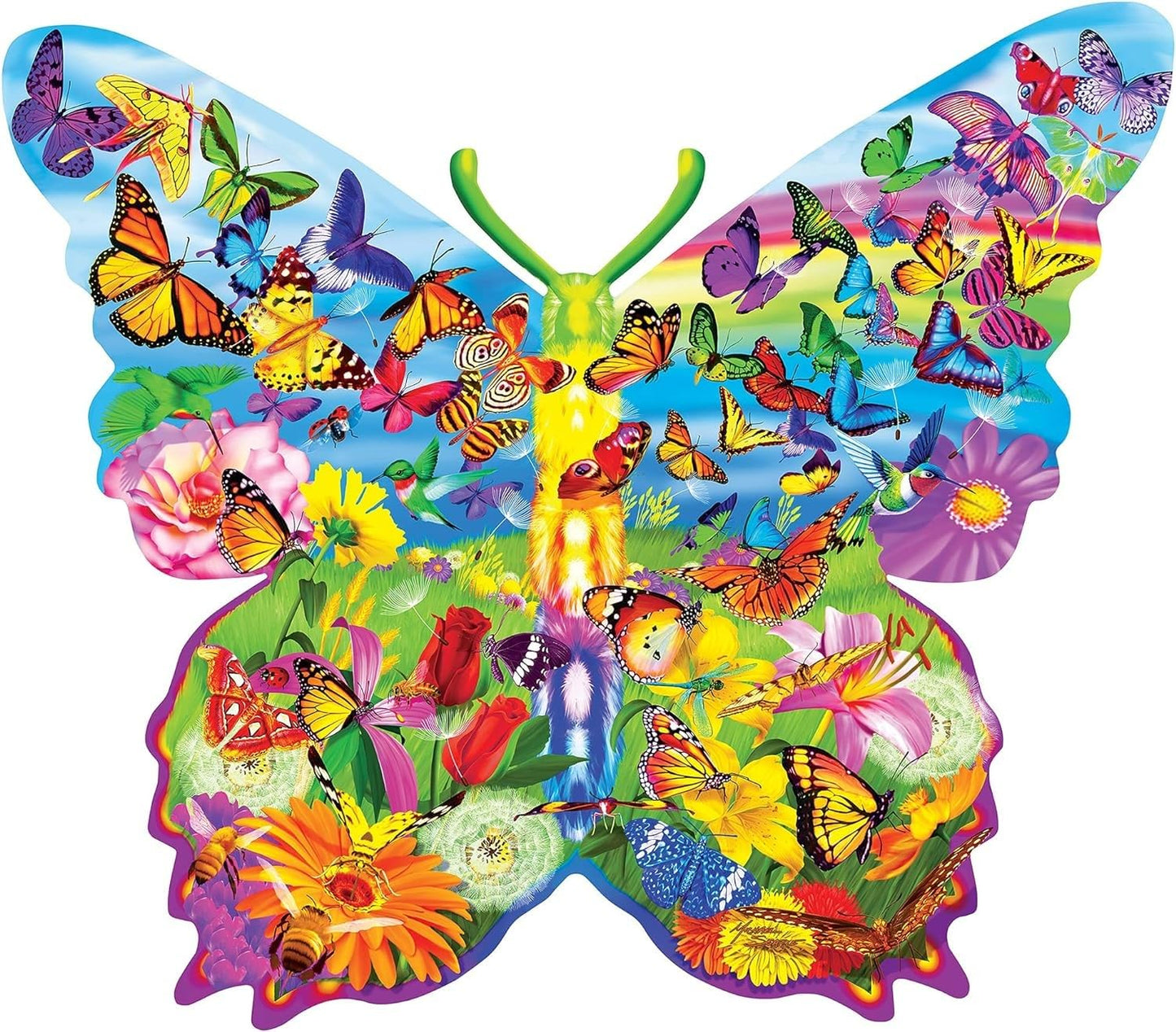 MasterPieces 1000 Piece Jigsaw Puzzle - Butterfly Surprise, Cardboard, 28.22"x 24.03", Model 72051, Ideal for Adults & Families