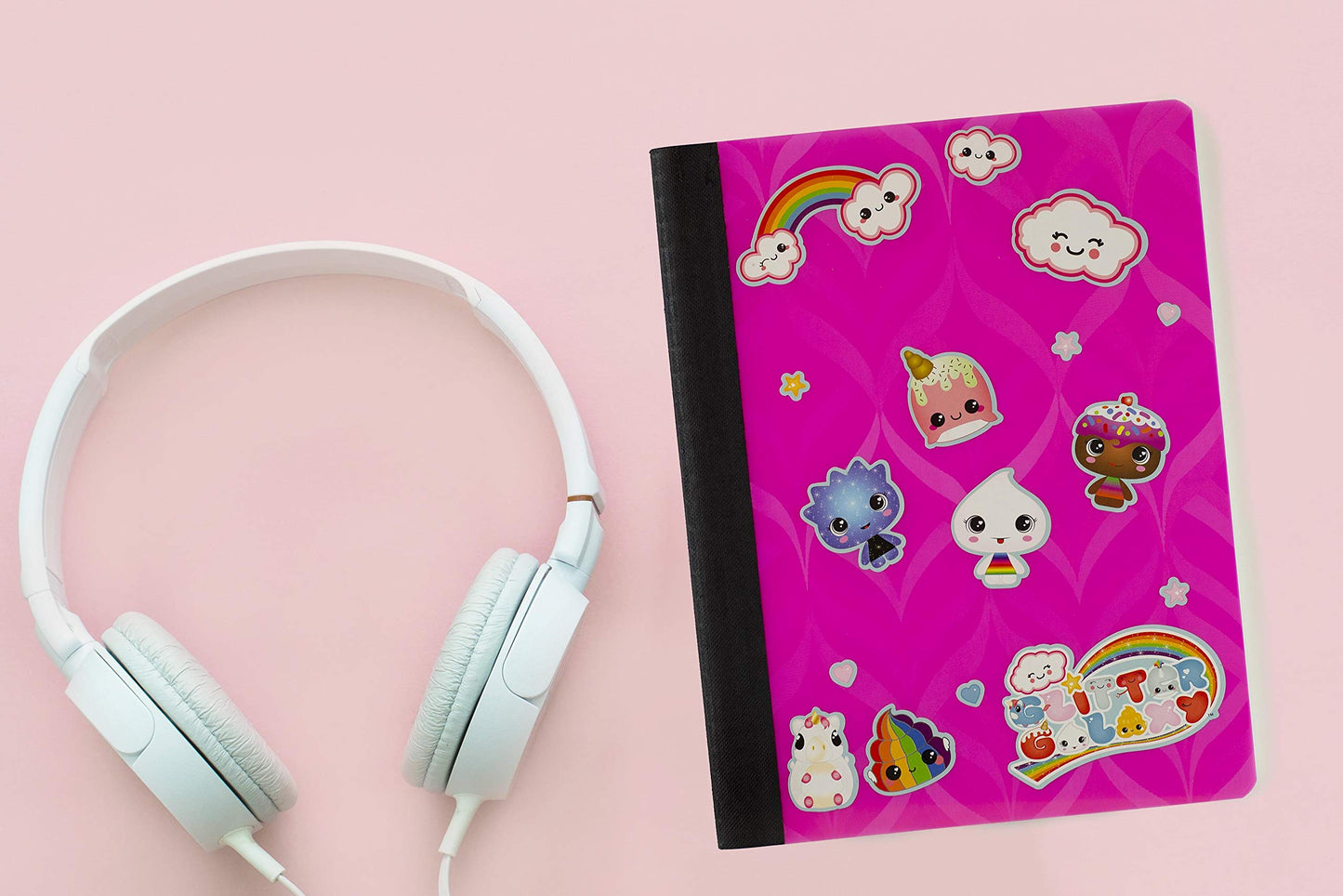 Glitter Galaxy Sticker Friends Sheet Wave 1 - Ten Large Character with Small Heart & Star Effects Stickers - Cute Rainbow Poop,