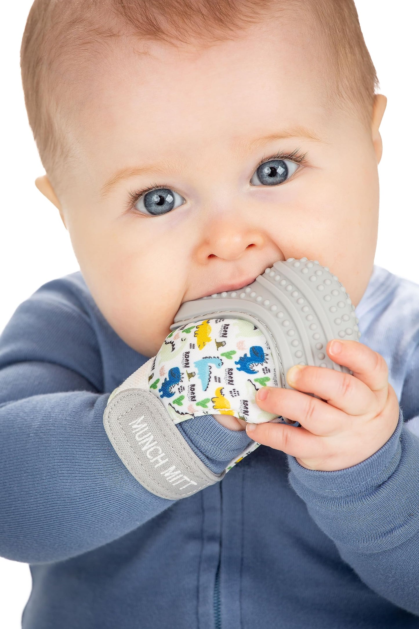 Malarkey Kids Teething Mitten - Silicone Baby Chew Toy, 1 Count, Dino Roar, Heals Gums & Promotes Stimulation