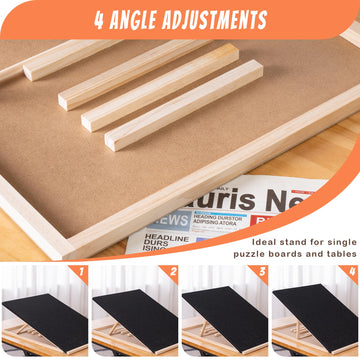 Tektalk Foldable Jigsaw Puzzle Board With 4 Angle Adjustable Bracket/Stand, Lightweight Portable Puzzle Mat Plateau With Wooden Easel, Foldaway Felt Puzzle Table, For Up To 1500 Pieces (Black)