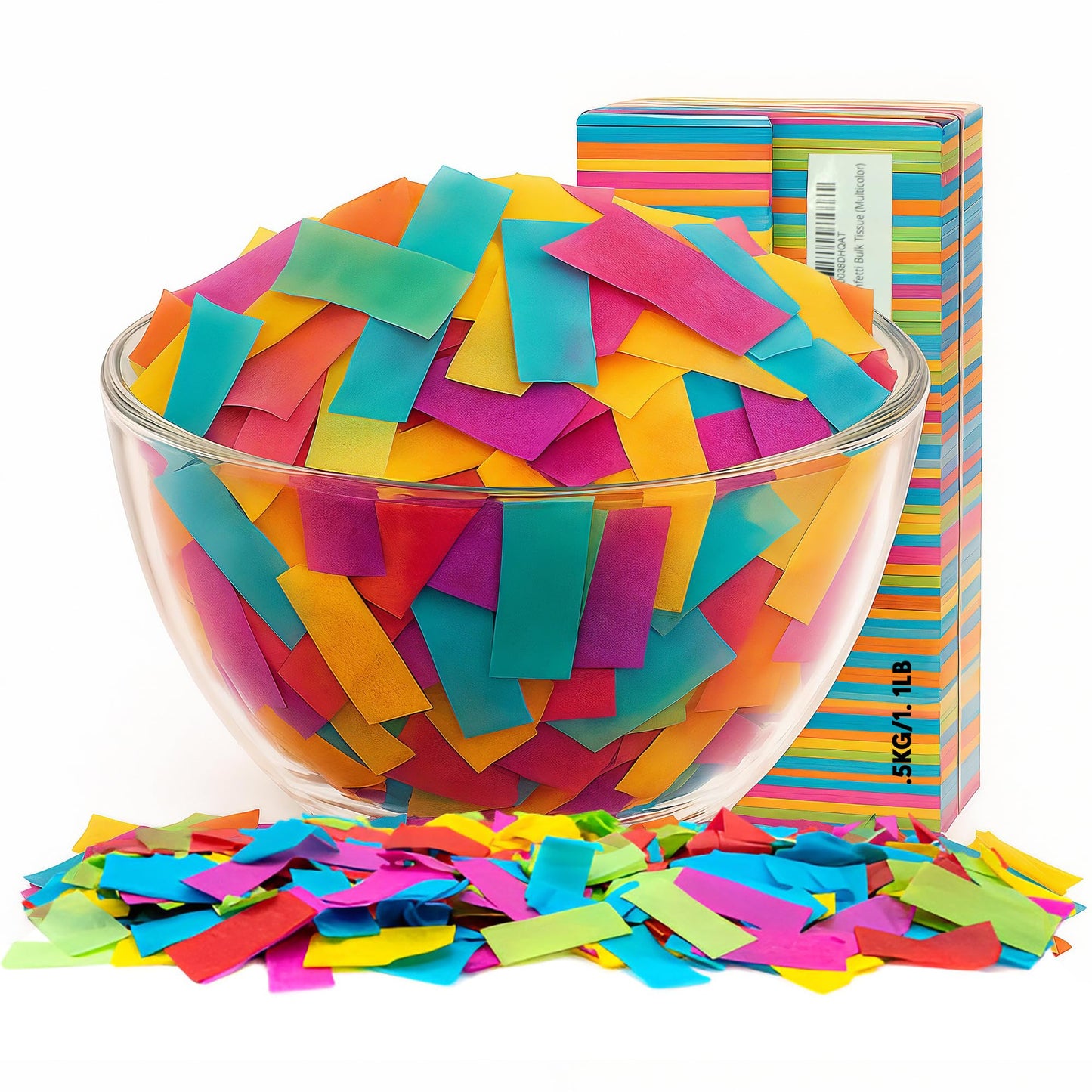 Ultimate Confetti, Multicolor Biodegradable Confetti - Rectangular Fluttering Tissue Paper Confetti for Cannon and Launcher use 
