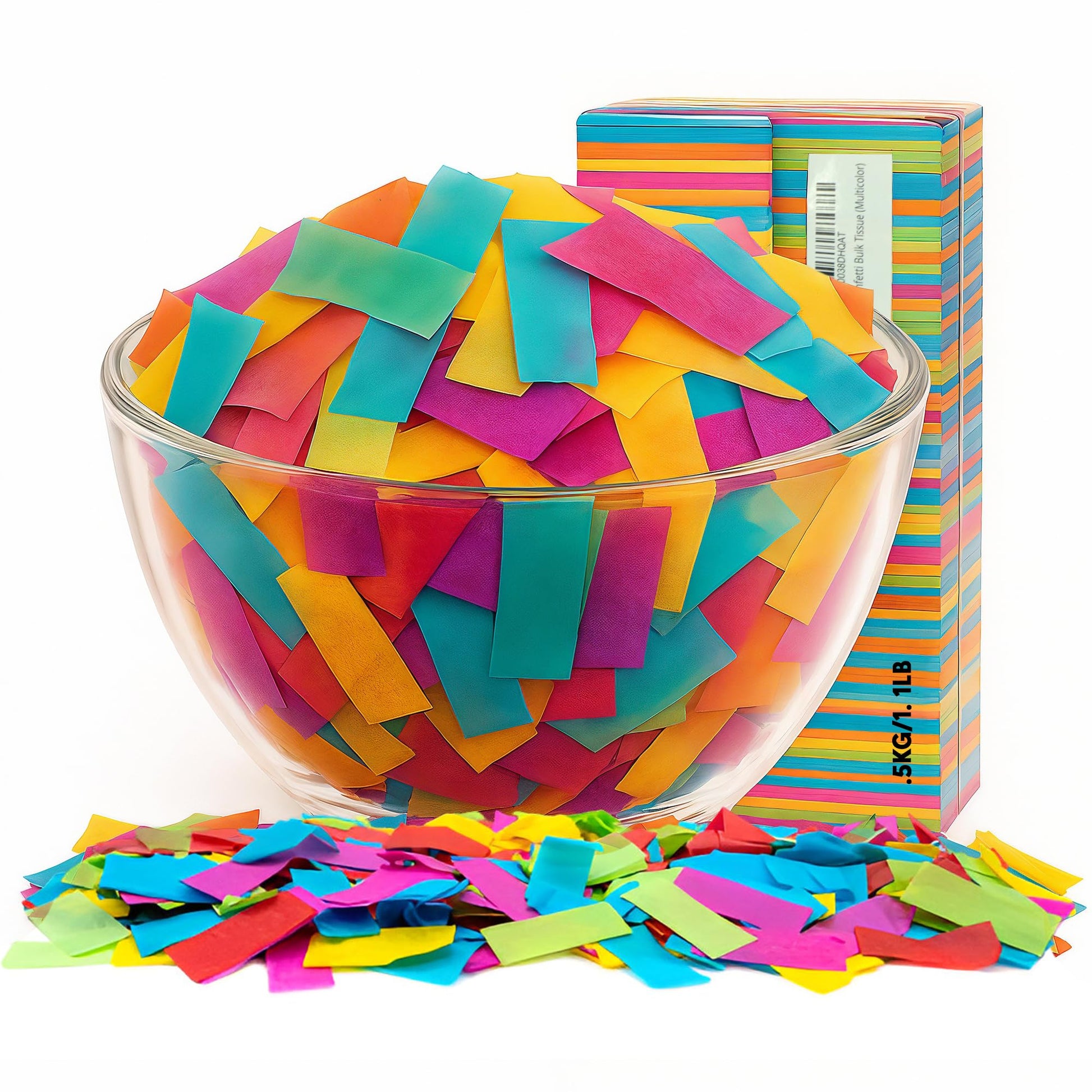 Ultimate Confetti, Multicolor Biodegradable Confetti - Rectangular Fluttering Tissue Paper Confetti for Cannon and Launcher use 