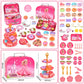 Lajeje 52 Pcs Tea Party Set for Little Girls, Pretend Tin Teapot Set, Princess Tea Time Play Kitchen Toy with Cups, Plates and A