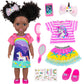 Ecore Fun 14 Inch Black Doll with Black Baby Doll Clothes Accessories - Including Dress  Top  Skirt  Shoes  Comb  Mirror  Hairclip  Phone & Stickers - African Realistic Silicone Girl Dolls for Girls
