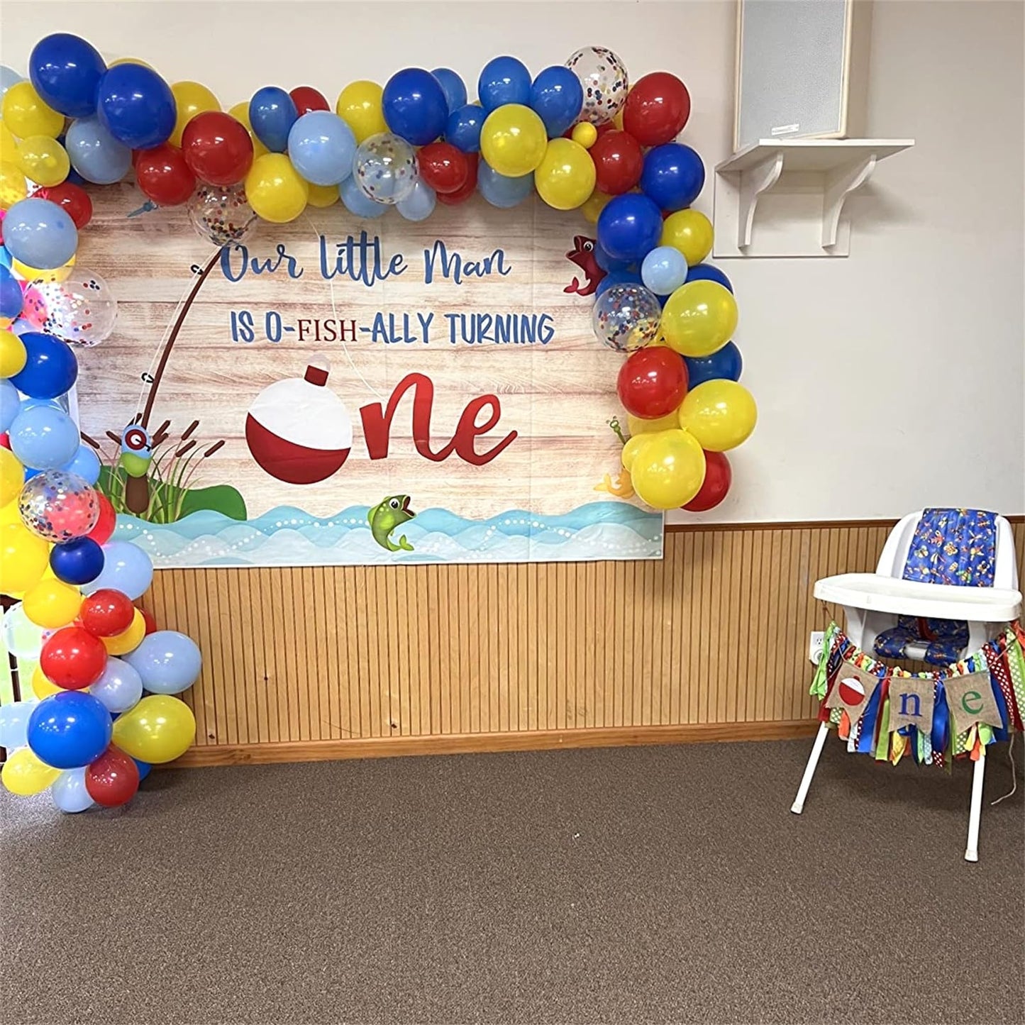 Carnival Circus Balloon Garland Arch Kit, Matte Red Yellow Pastel Blue Primary Color Confetti Rainbow Multicolor Balloon Arch Ki