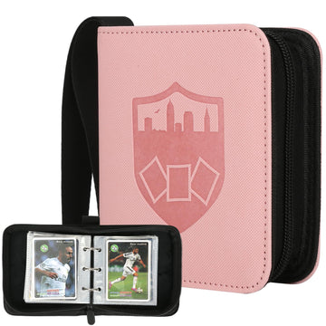 GERMUN Mini Card Binder 1 Pocket  80 Pockets Trading Card Binder  enhanced Small 2 Pocket Trading Card Collection Album Folder with 40 Sleeves Double Sided - Gifts for Kids (Pink)
