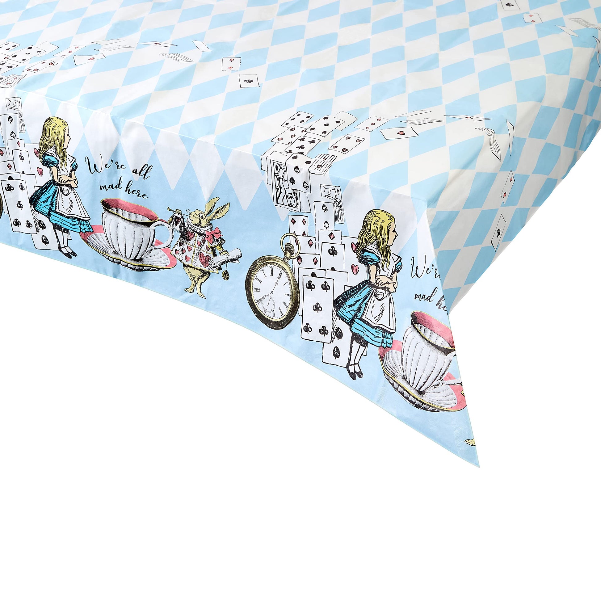 Talking Tables Blue Alice in Wonderland Paper Table Cover | Disposable Tablecloth, Home Recyclable | Supplies for Mad Hatter Tea