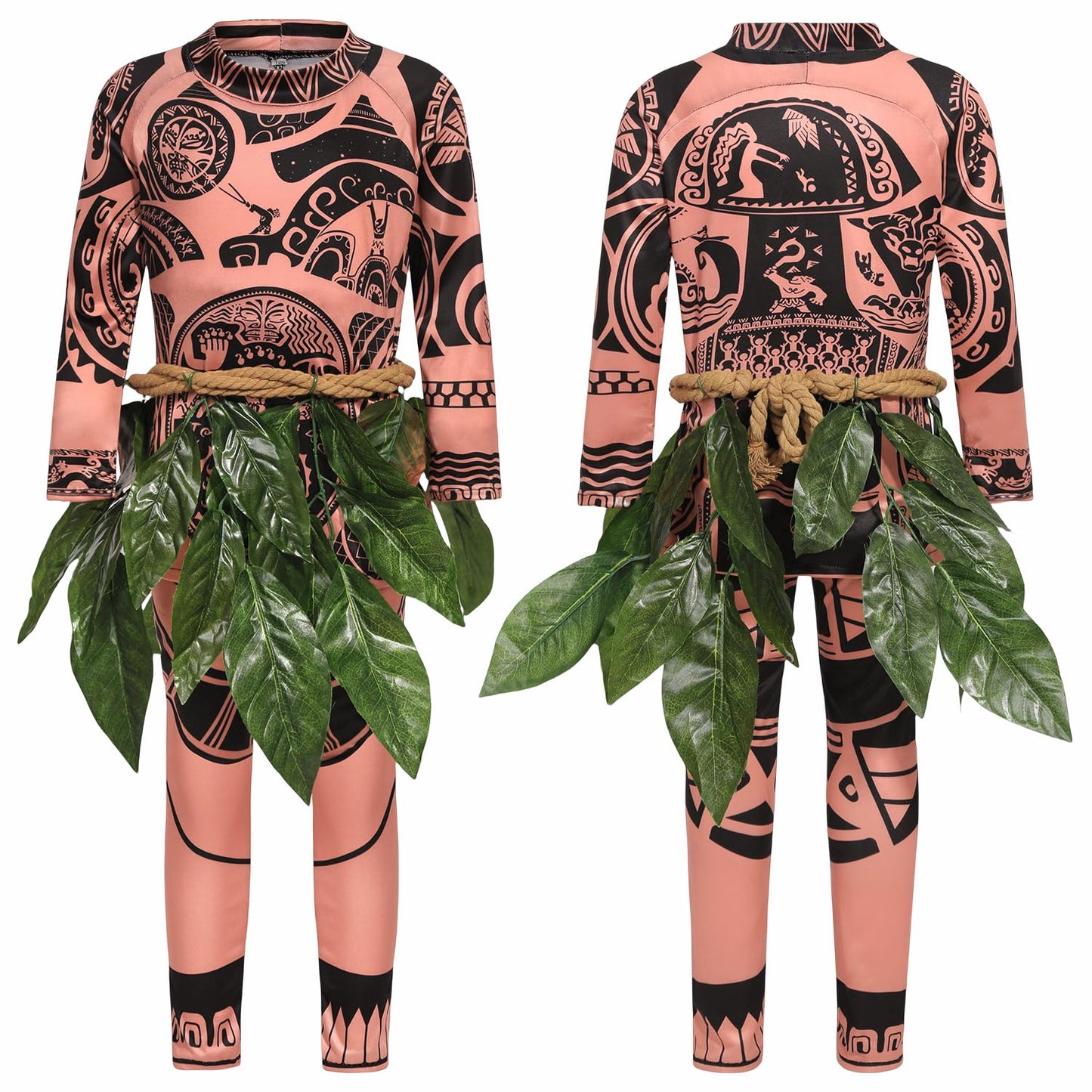 Slivomi 5Pcs Kids Halloween Costume Set For Ocean Costume Kids Boys Printed Tattoos Costume With Artificial Leaves Belt Cute Cos