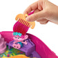 Polly Pocket Trolls Compact Playset with Poppy & Branch Micro Dolls, 13 Accessories, Model HKV39, Plastic