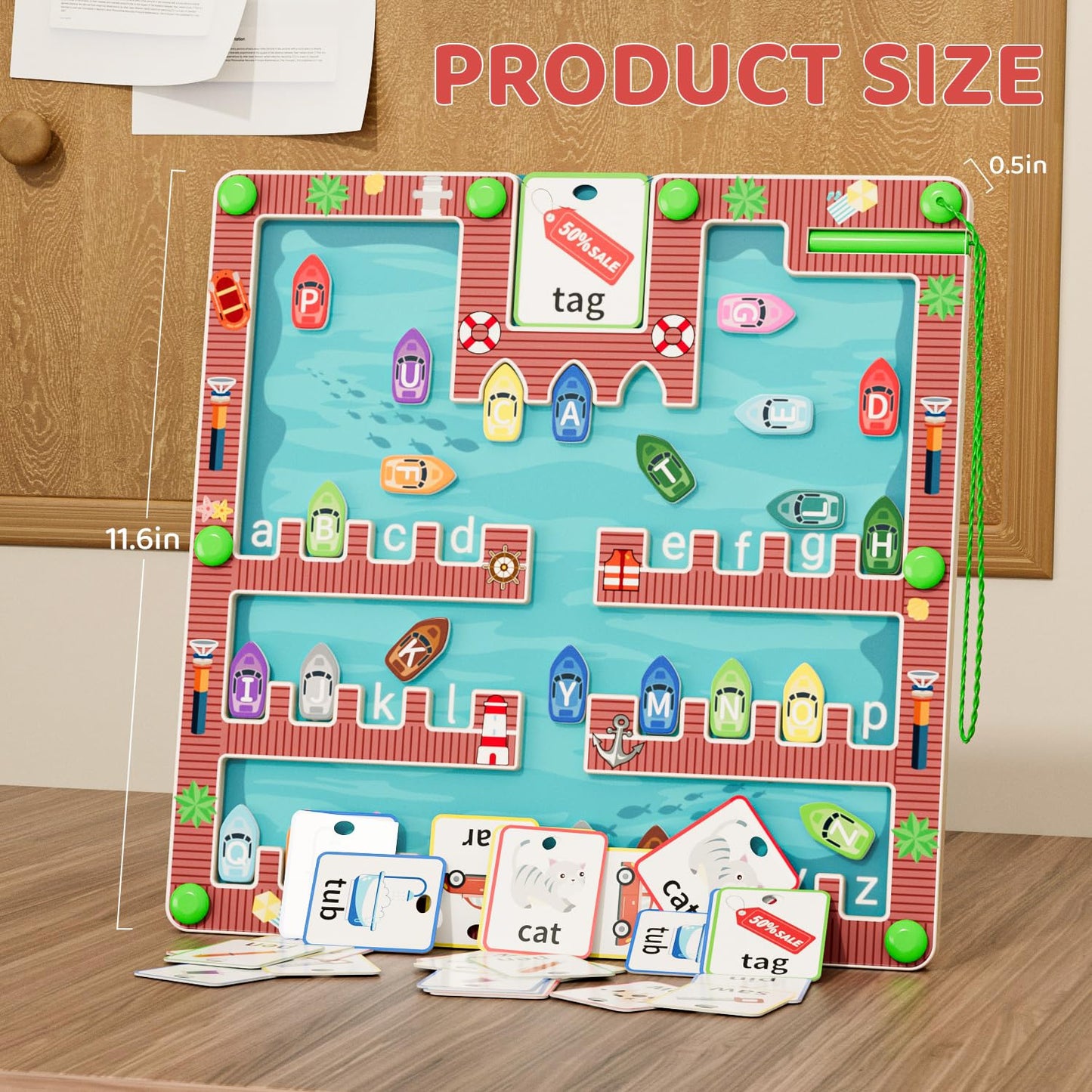 zhiwuzhu Magnetic Alphabet Maze Board - Montessori Puzzle Toy for Toddlers Ages 2-4, Small Wooden Learning Game