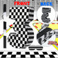 Lewtemi Race Car Number Piata Small Checkered Race Car Birthday Party Decoration Black and White Racing Piata with Stick Confett