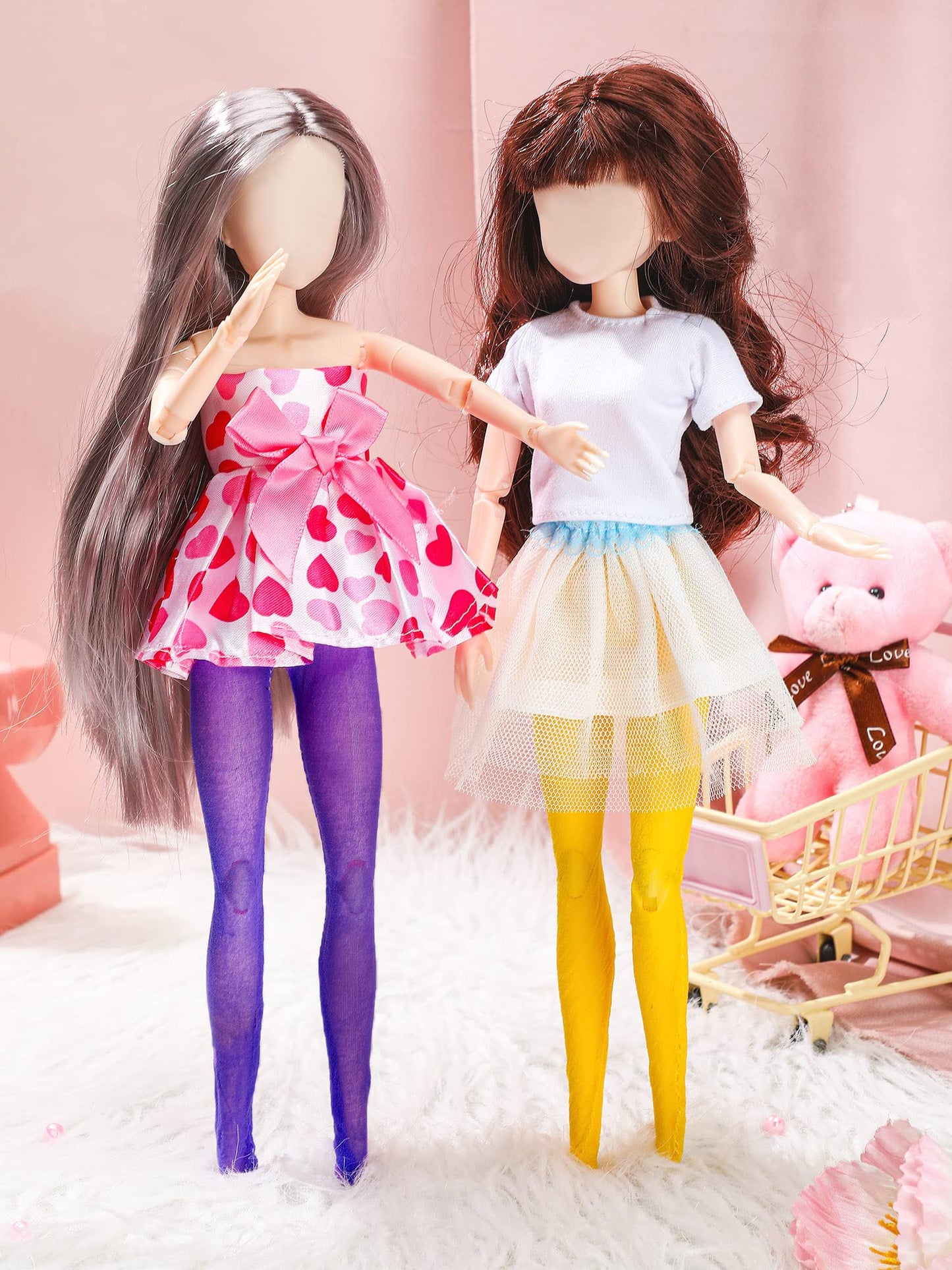 Sotiff 10 Pairs Doll Lace Stockings Handmade Long Sock Christmas Doll Accessories Legging For Diy Clothes Toy(Delicate Style)