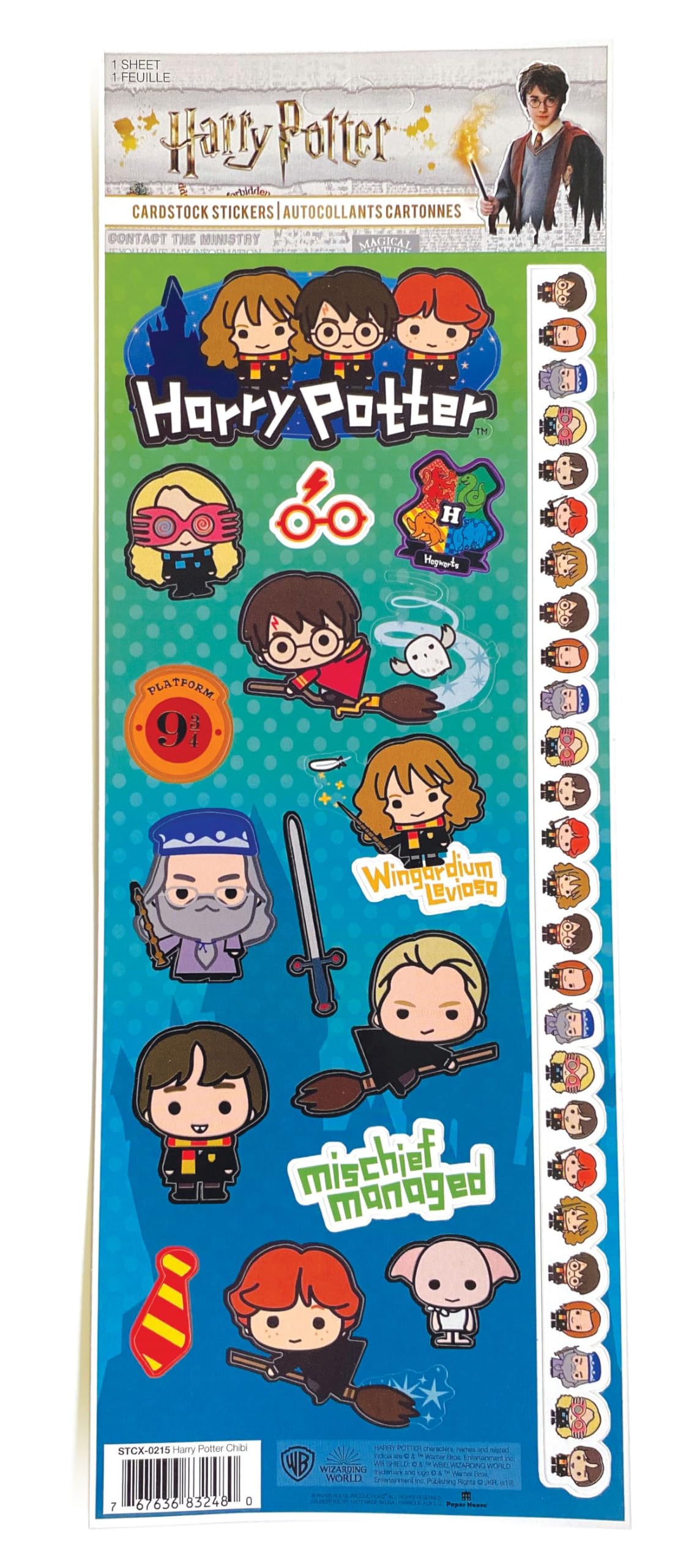 Paper House Productions Harry Potter Cardstock Sticker Sheet 6-Pack for Crafts, Scrapbooking & Collecting - Chibi Characters