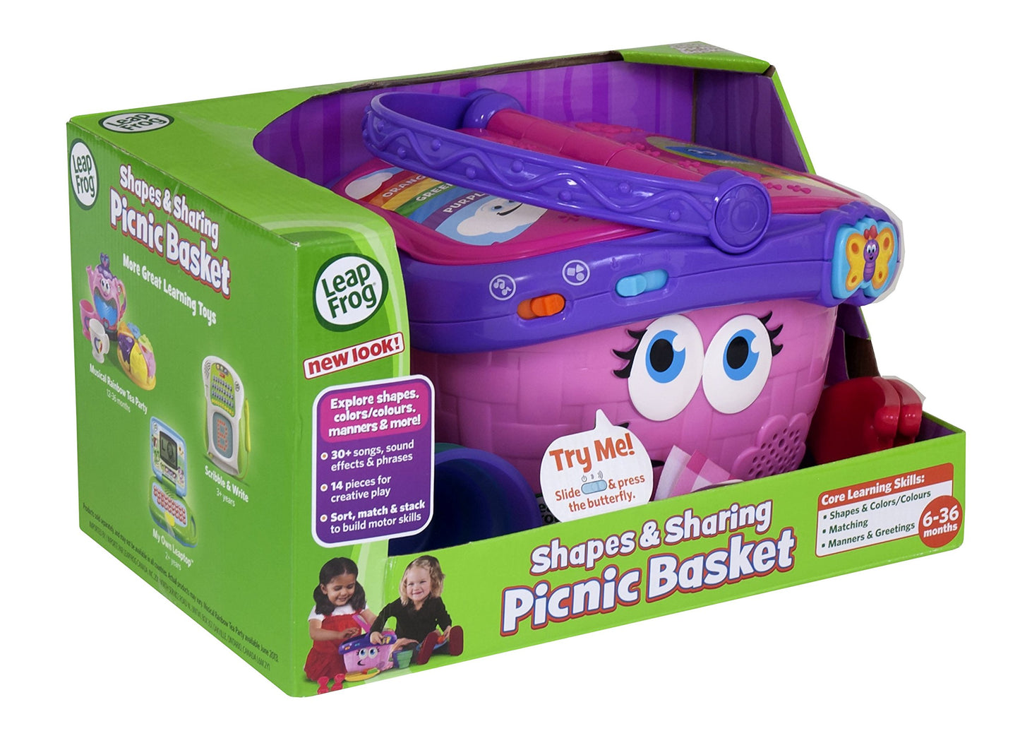 LeapFrog Shapes and Sharing Picnic Basket, 14 pcs, Multicolor, Plastic, 7.66 x 6.50 x 10.00", Model 80-19171E