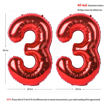 40 In Red Number Balloons Helium Foil Mylar Balloon Birthday Party Banquet Decoration Digital 33