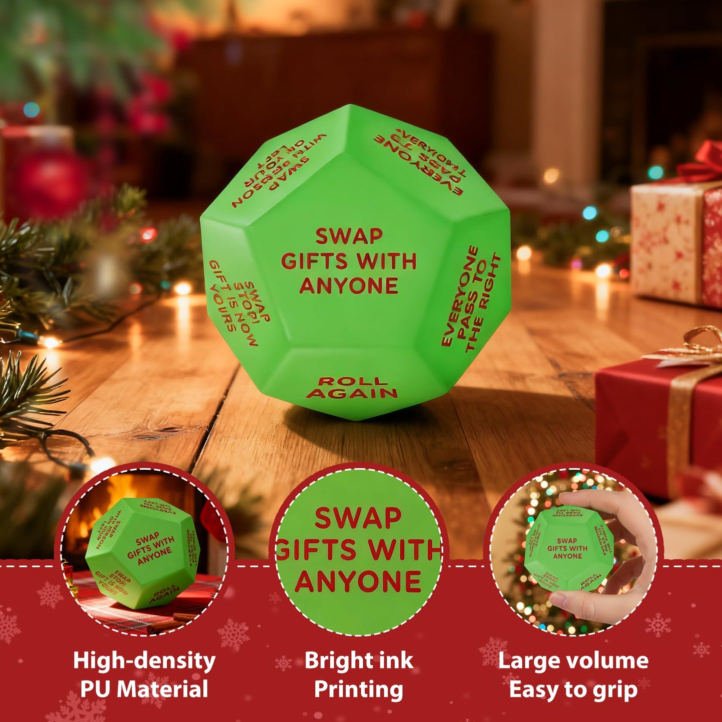 Tfanghao Santa Swap Gift Exchange Dice  3 * 3in 2025 New-Exchange Gifts Dice Games for Christmas Stocking Stuffers for Teen Men Women  Anniversary Birthday Dice Games for Friends for Xmas