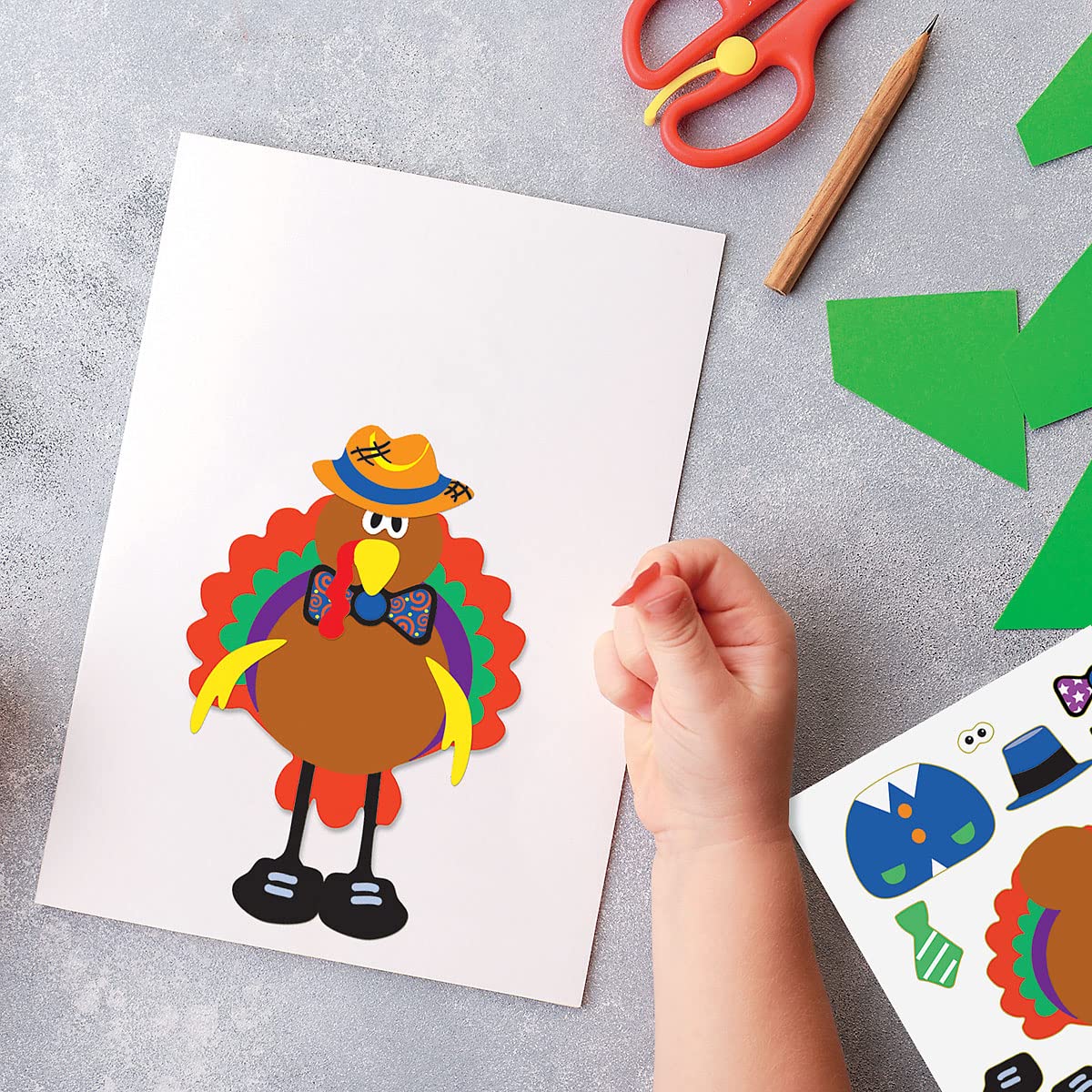 Make-A-Turkey Thanksgiving Sticker Sheets, Makes 12 Turkeys, Kids Classroom Activities, Party Favors, 22 Accessory Stickers, 4 1/2 X 7 1/2 Inch Sheets, By Current