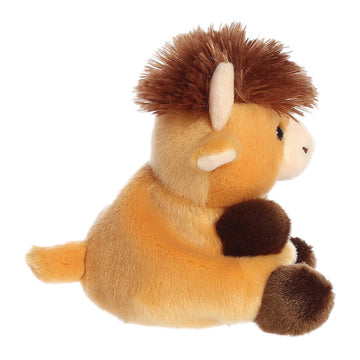 Aurora Adorable Palm Pals Hubert Highland Cow Stuffed Animal - Pocket-Sized Play - Collectable Fun - Brown 5 Inches