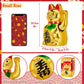 Chunful 8 Inch Lucky Cat Waving Arm Maneki Neko Gold Lucky Fortune Cat With Waving Hand Paw Up For Feng Shui Welcoming Fortune L