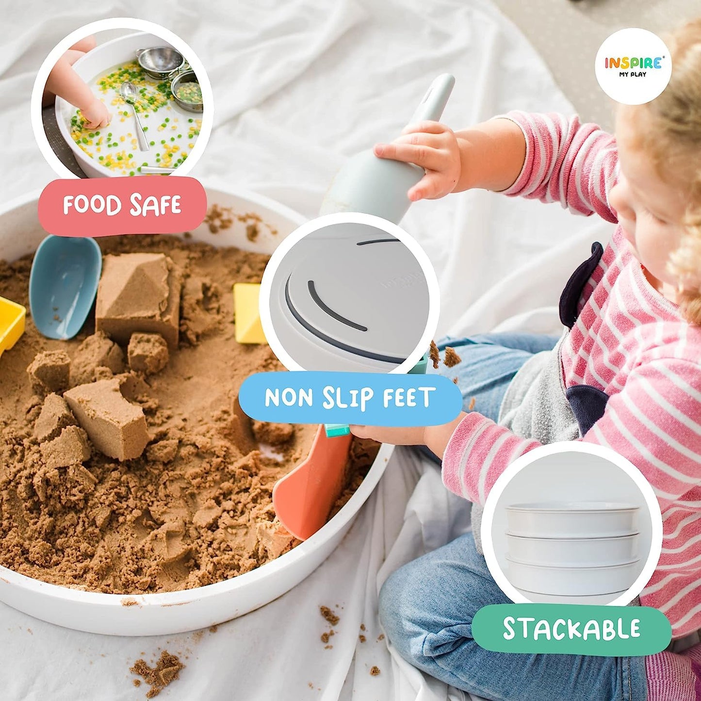 Inspire My Play Sensory Bin With Lid And Removable Storage Inserts - Sensory Bins For Toddler Crafts - Kids Sensory Toys For Autistic Children - Sensory Activities For Toddlers