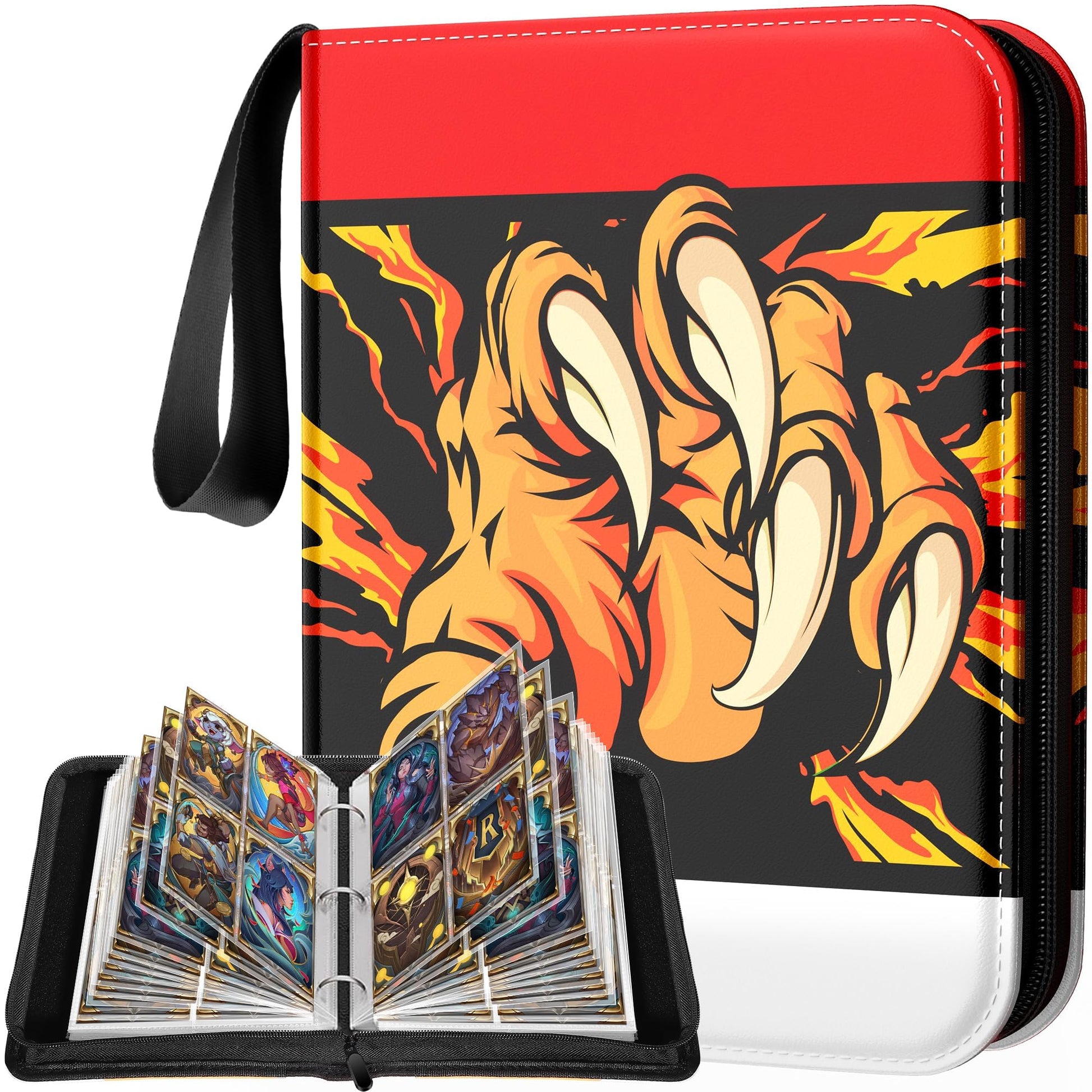 Card Binder 4 Pocket Gifts for Boys Girls  Waterproof 400 Pockets Card Holder Album with 50 Removable Sleeves for Trading Card - Binder Display Storage Carrying Case (Yellow)