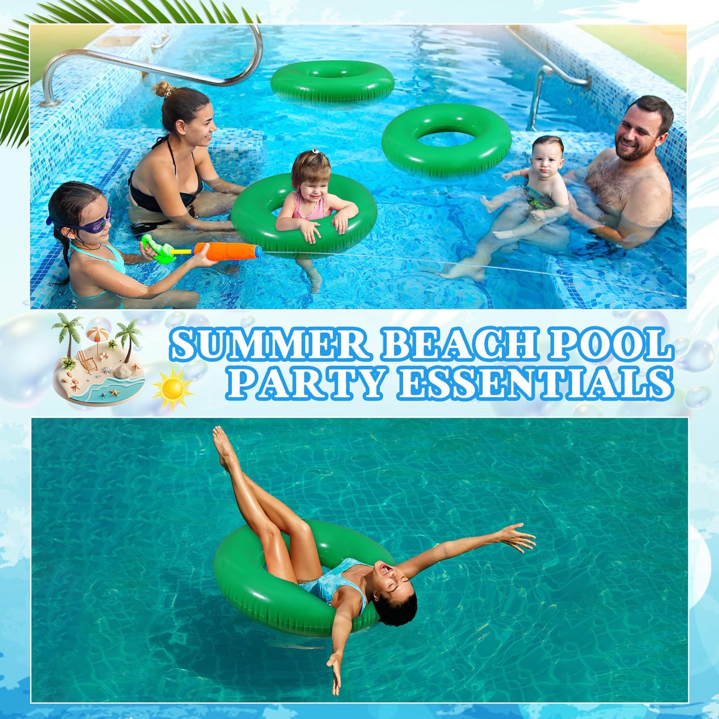 Jellyarch 6 Pcs Inflatable Pool Floats 28 Inch Float Tube For Kids And Adults Swimming Ring Pool Floaties For Beach Party Decora