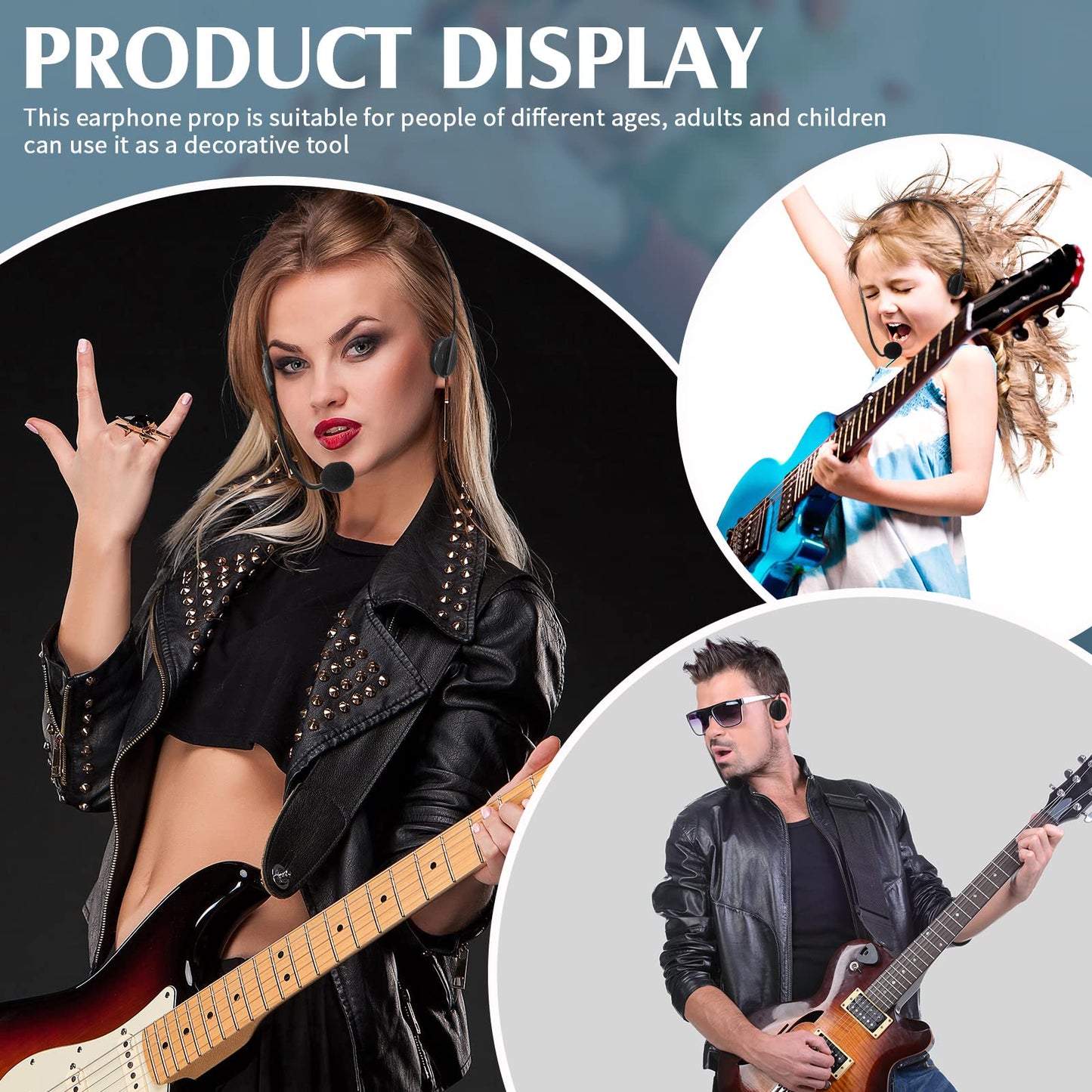Zhanmai 4 Pcs Black Microphone Headset Toy Headpiece Costume Prop Headset Hippie Costume Accessories Halloween Makeup Props For Party Supplies