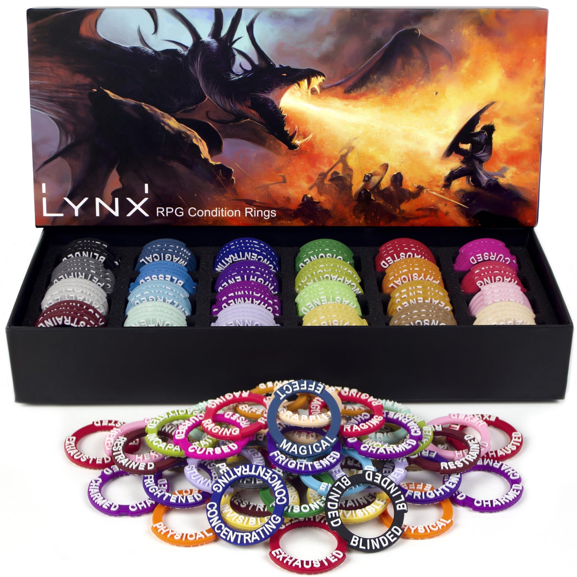 Dnd Miniatures Condition Markers - 96 Rings To Track 24 Different Status & Spell Effects For Rpg/Dnd Minis Like Dungeons And Dragons 5Th Edition & Pathfinder Perfect Dnd Gifts & D&D Accessories Tokens