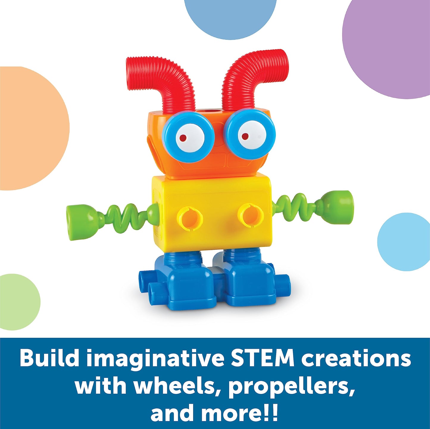 Learning Resources 1-2-3 Build It! Robot Factory, Fine Motor Toy, Robot Building Set For Unisex Children Ages 2+