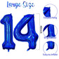 Number 14 Balloon 40 Inch, Dark Blue Big Number Balloon, Giant Foil 14 Balloons Number, Laser Blue Helium Birthday Balloons For