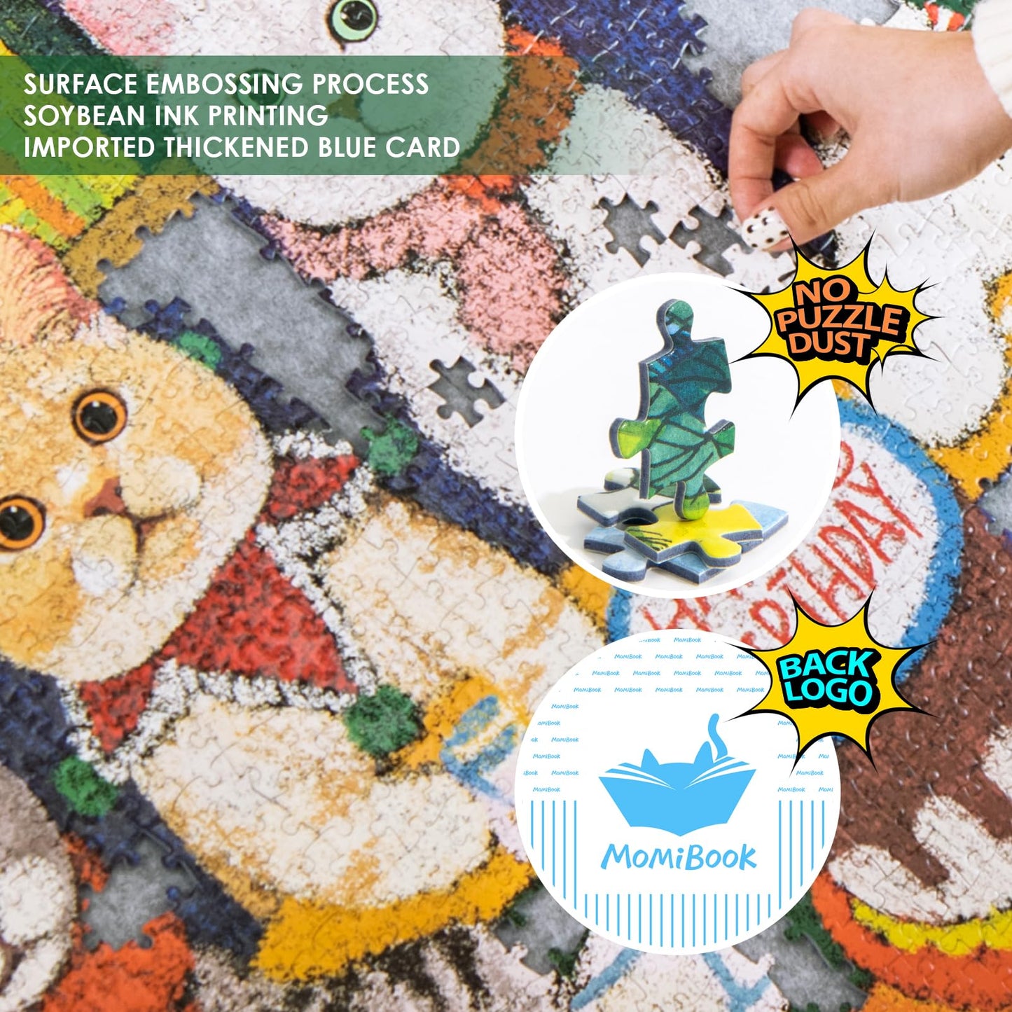 Puzzles For Adults 1000 Pieces, Momibook Jigsaw Puzzles Of Birthday Cat, Painting Image 75X50Cm(29.5''X19.7'') Toys & Game Puzzl