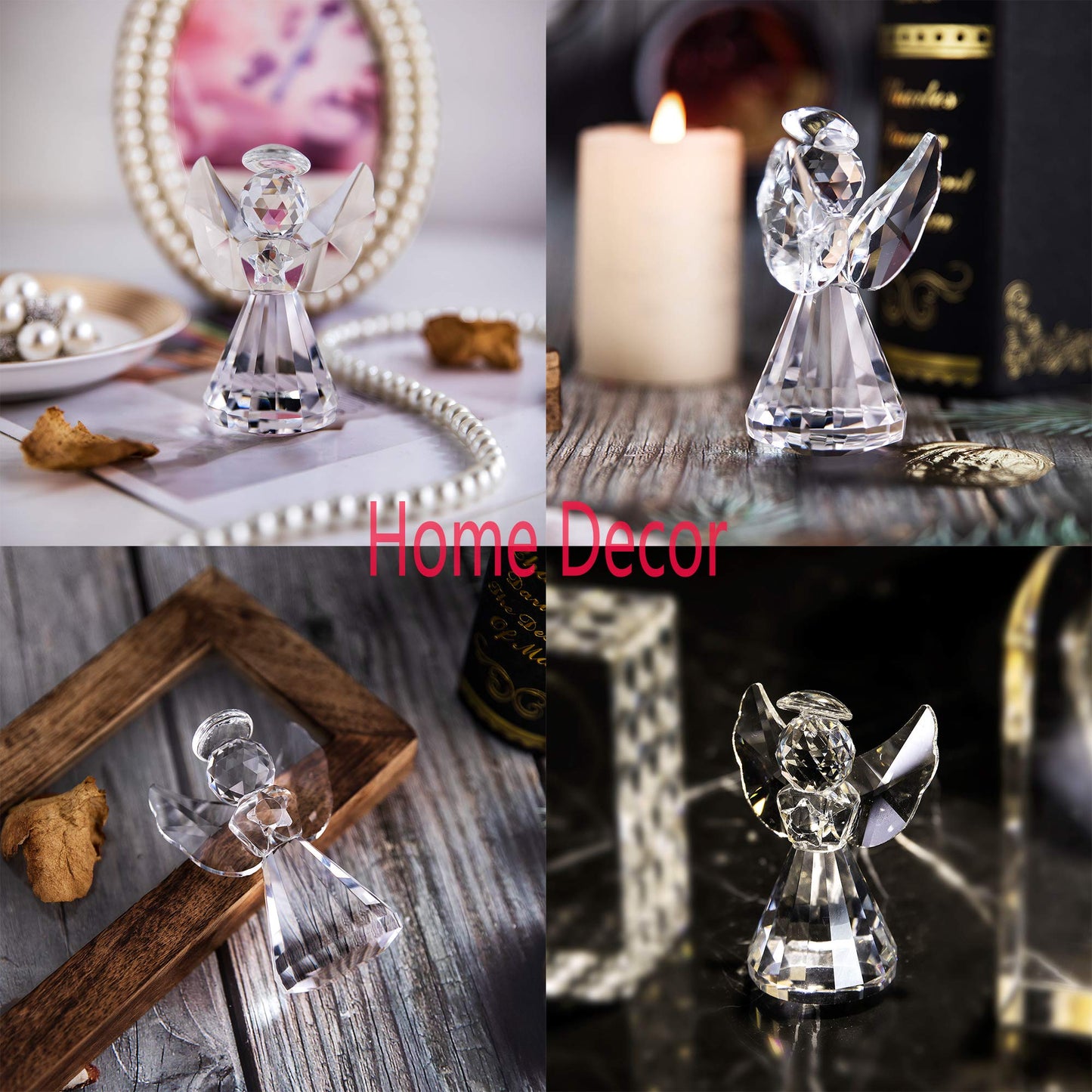Hdcrystalgifts 3Inch Crystal Guardian Angel Figurine Paperweight Decor Glass Angel Statue Ornaments Art Collectible Gift For Women (Clear)