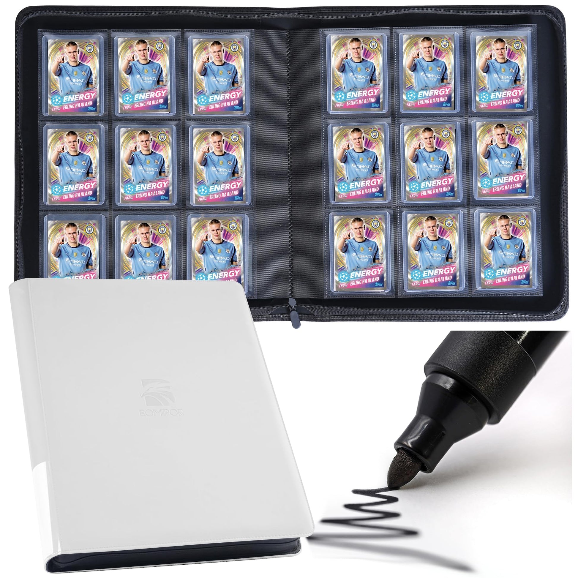 enhanced Top Loader Binder  Holds 288 Top Loaders 9-Pocket Toploader Binder with Sleeves for 3 x 4 Rigid Card Binder for Top Loader for Trading Cards or Sports Cards - Classic White