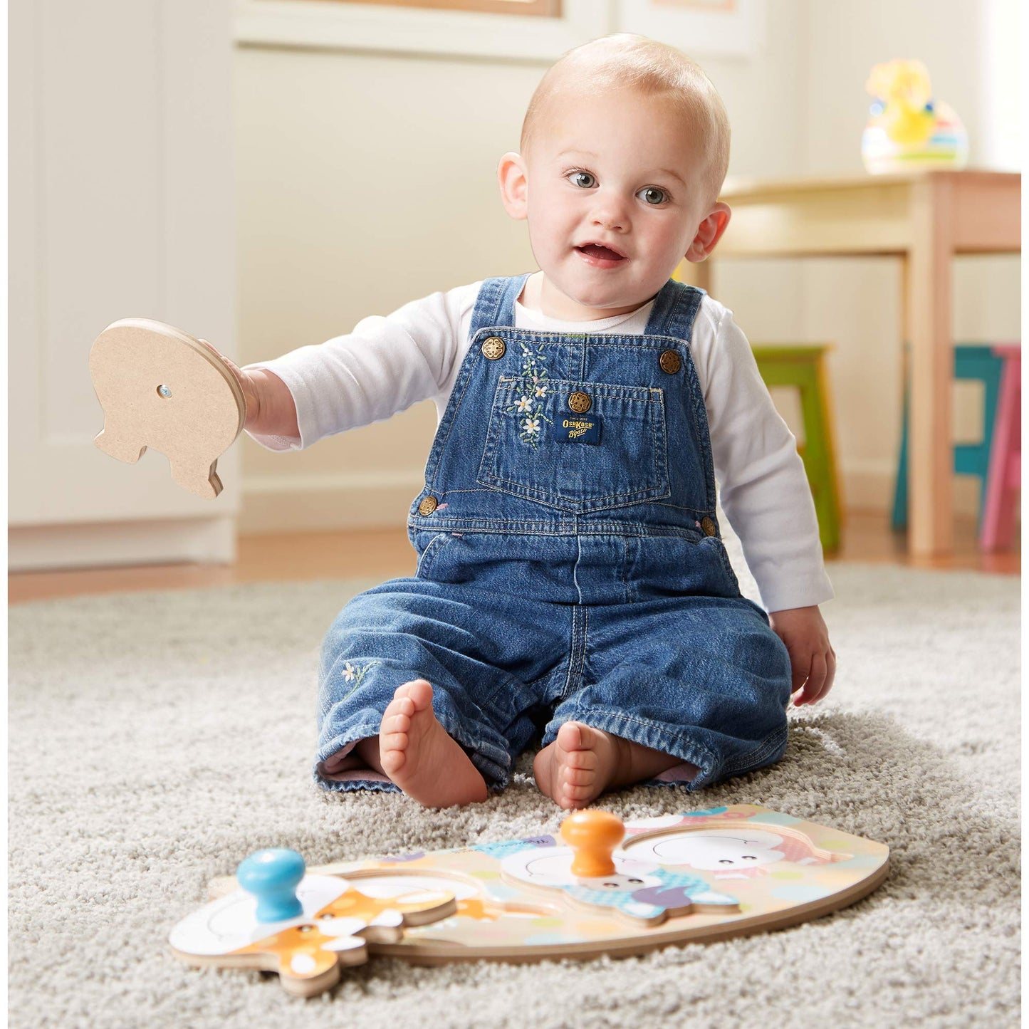 Melissa & Doug First Play Wooden Jumbo Knob Farm Animal Puzzle (3 Pcs)