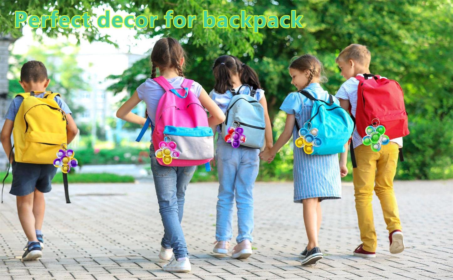 30 Packs Bulk Flowers Backpack Keychain Mini pop Fidget for boy and Little Girl,Kids,Students Birthday Party Favors,Students Bub