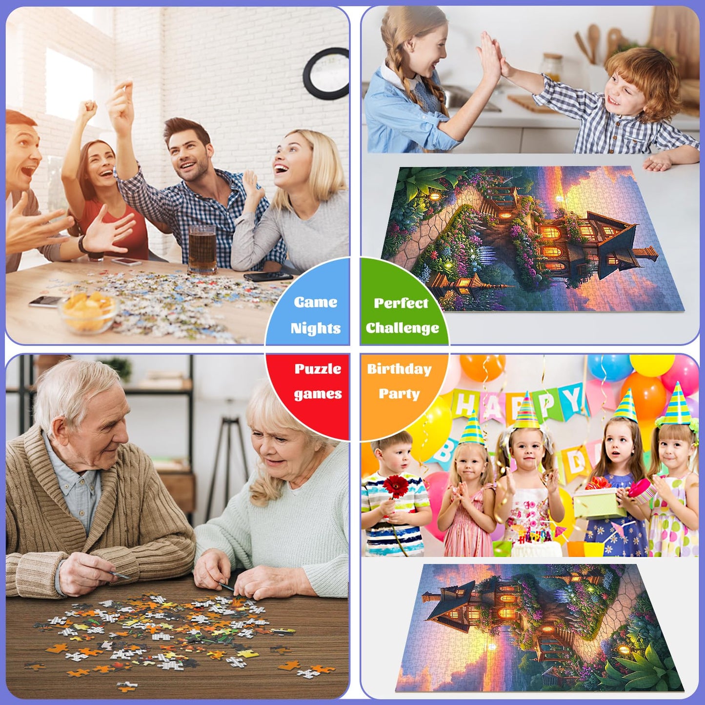 Tangmosaic Puzzles For Adults 1000 Pieces, Jigsaw Puzzles Challenging Night Game, Fairytale House Puzzles Interlock Perfectly No