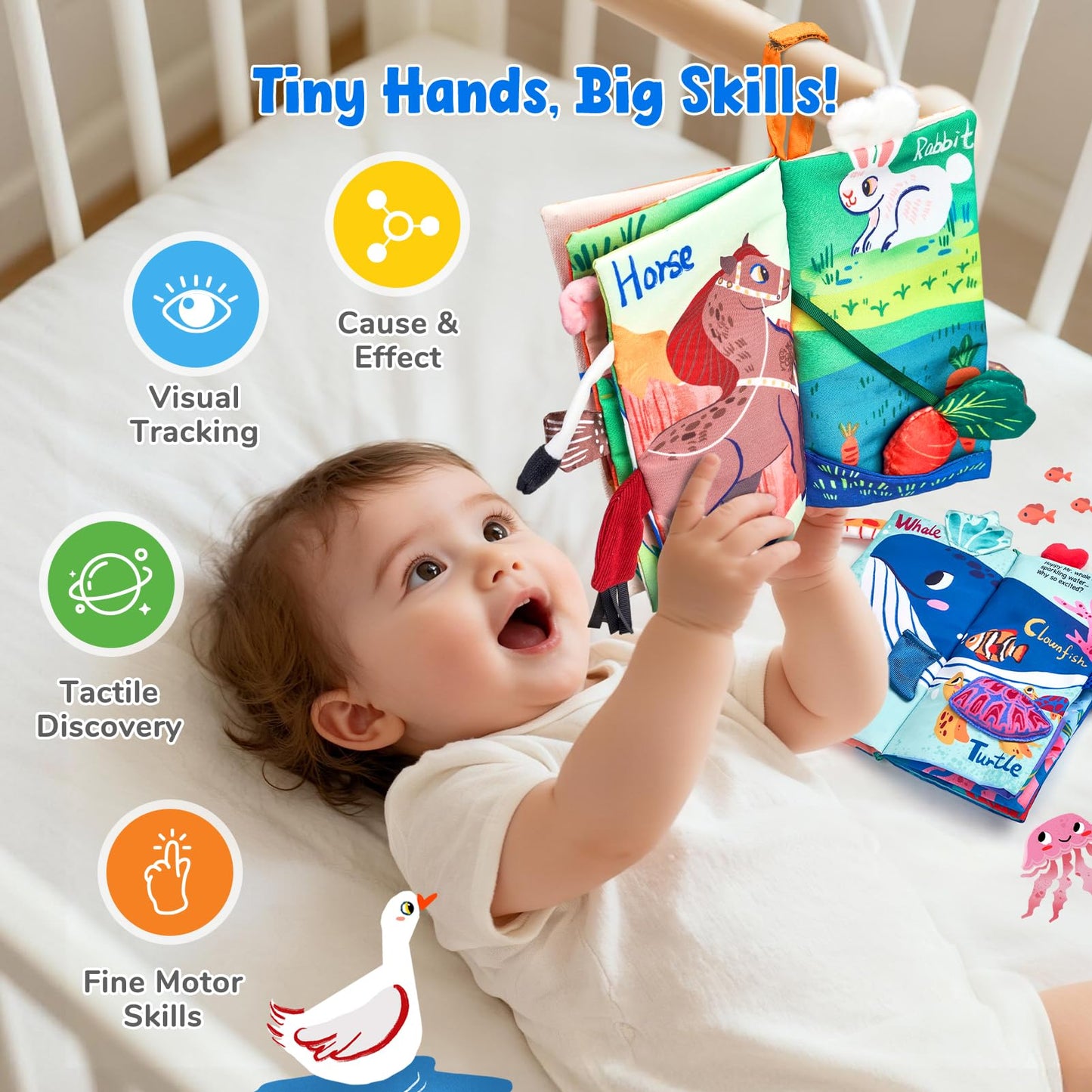 JoyCat Baby Books 0-6 Months - 2PCS Infant Toys 0-6m Tummy Time Babies Toy Newborn Toys Early Development Sensory Book Baby Girl