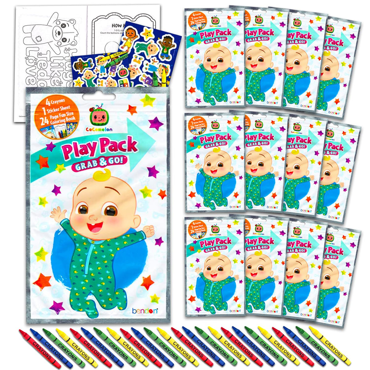 CoComelon Birthday Party Favors Set ~ Set with 12 Activity Packs for Boys, Girls with Mini Coloring Books, Loot Bags, and More f