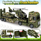 SpringFlower Toddler Boy Toys, 3 in 1 Large Army Truck Toy with Helicoper and Tank, Military Transport Truck Toy, Christmas Birt