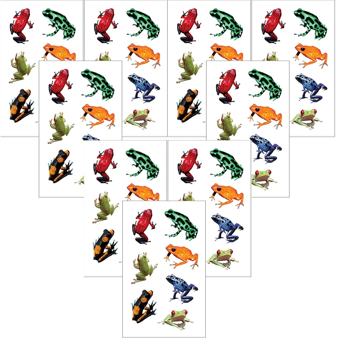 Playhouse Pack of Three Perforated Sticker Half-Sheets for Crafts, Trading & Collecting - Rainforest Frogs 3 Packs